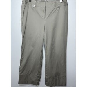 Loft Cropped Kaki Wide Leg‎ Pants Size 6